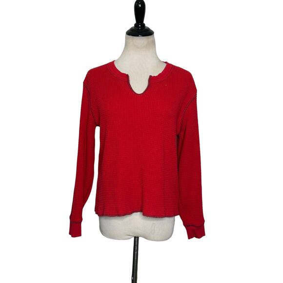 Madewell red waffled long sleeves sweatshirt size small - Picture 7 of 7